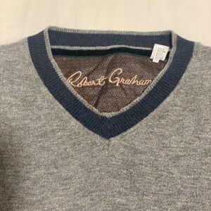 Robert Graham Merino Wool Cotton Blend Men’s V-neck Sweater